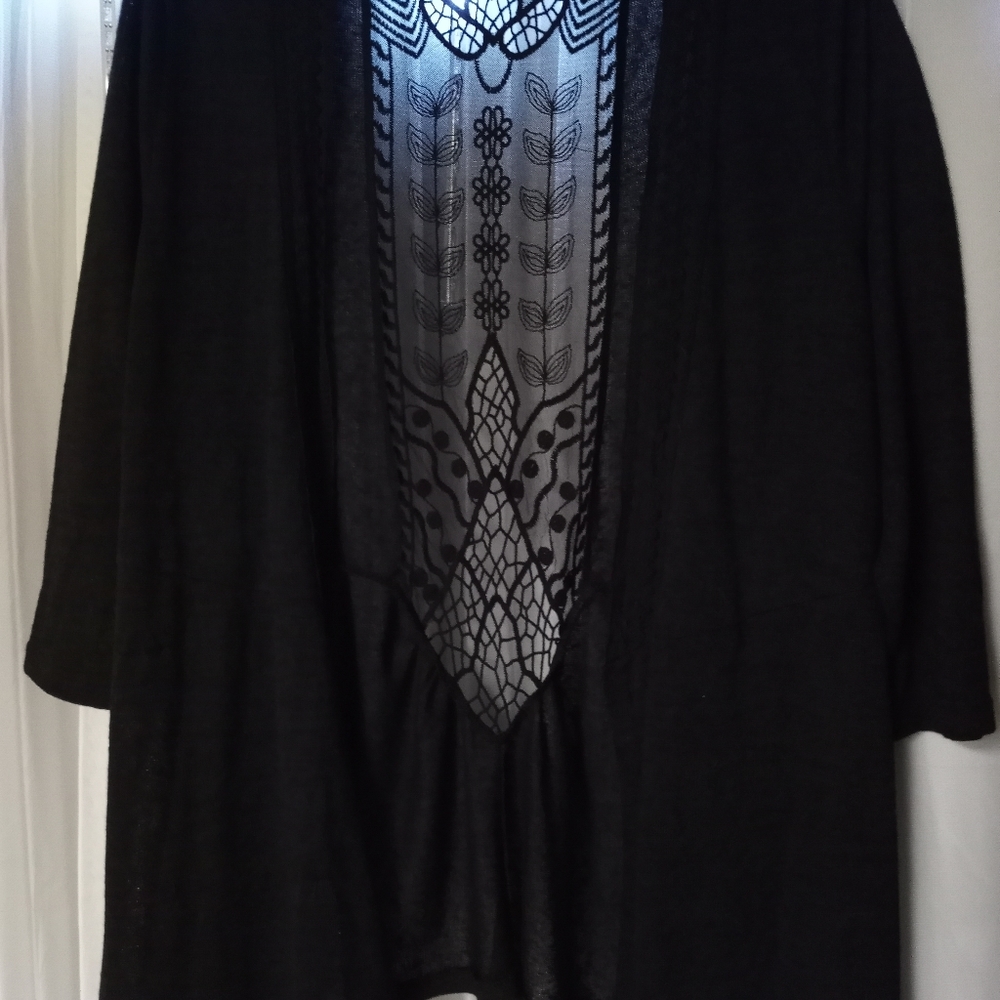 Torrid Hacci Lace Inlay Back Open Front Cardigan - image 3